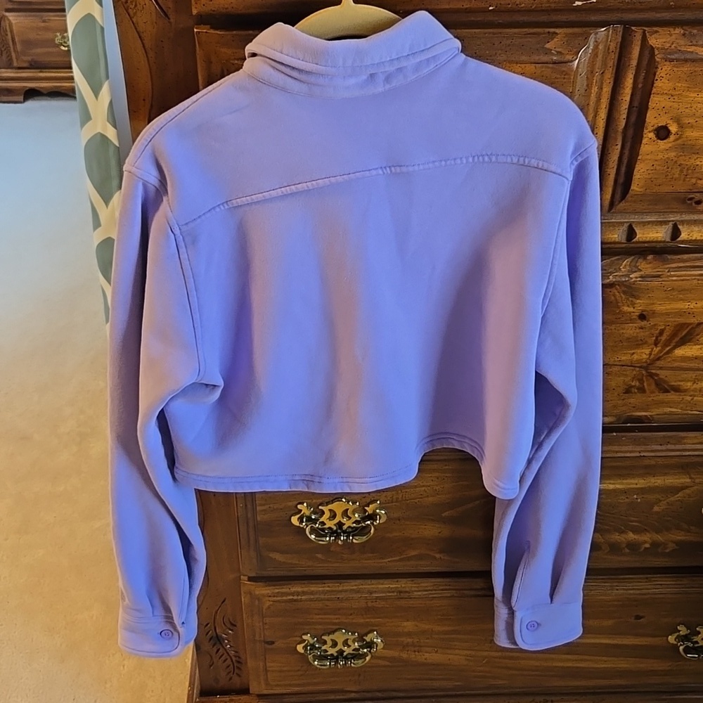 TNA Oversized Cropped Boyfriend Fleece Button Down Size Small - Picture 3 of 11